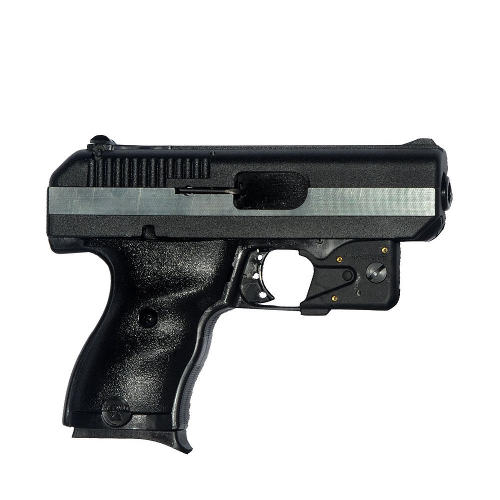 Hi-Point Handgun .380 ACP 8rd Magazine 3.5" Barrel Black with Laser Picture of MKS SUPPLY LLC 380 gun w/trigger-guard-mount laser 8 shot 3.5IN BBL BLK/SLV