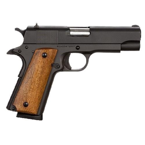 Rock Island Armory M1911 GI Standard MS Handgun .45 ACP 8rd Magazine 4.2" Barrel Black with Wood Grips MA Compliant Picture of Rock Island Armory RIA M1911 A1 MS 45ACP MAC Pistol 8rd