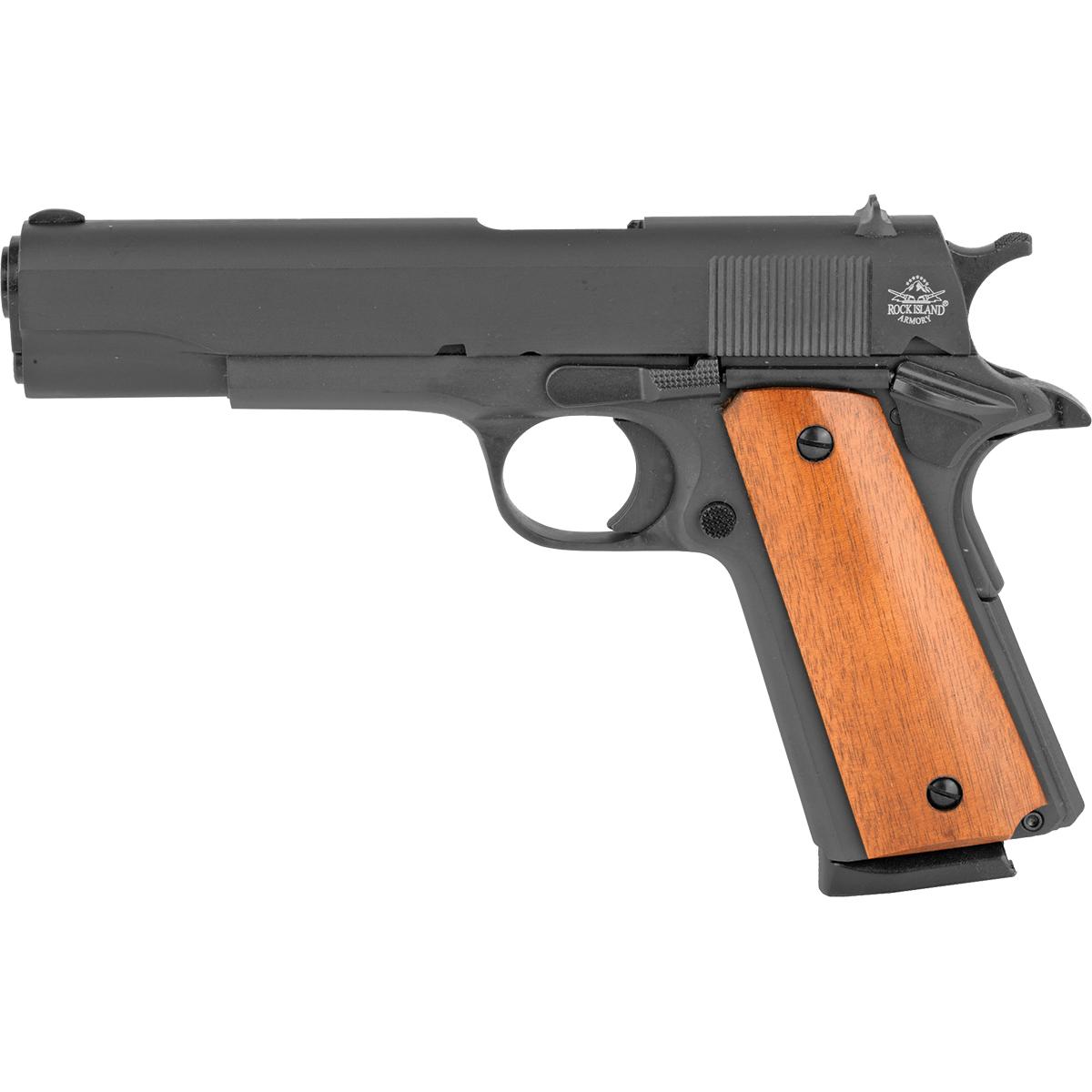 Rock Island M 1911 GI Standard Handgun .45 ACP 8/rd Magazine 5" Barrel Black with Wood Grips MA/MD Compliant Picture of Rock Island Armory GI Standard FS-MA 45ACP Pistol