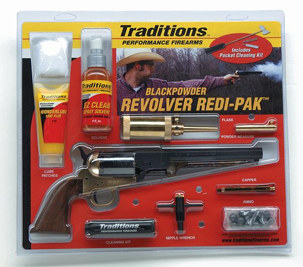 Traditions 1851 Navy Redi-Pak Black Powder Revolver / Walnut / Brass .44 Cal 7.375" Blued Barrel Picture of Traditions Performance Firearms Traditions 1851 Navy Redi-Pak / Walnut / Brass .44Cal 7.375In Blued Barrel