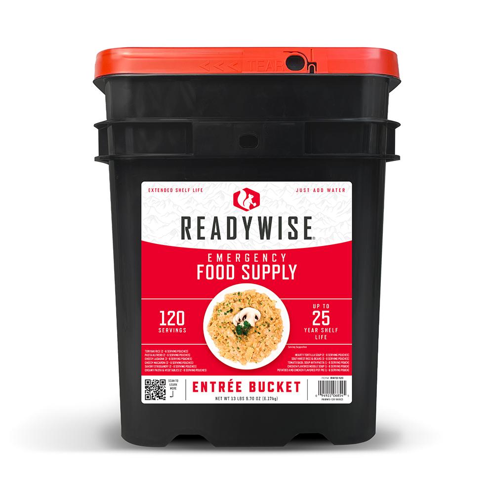 Readywise Emergency Survival Food Entrees 120 Servings Picture of ReadyWise Company 60 Day 1 Person 120 Serving Entrée Only Grab and Go Bucket