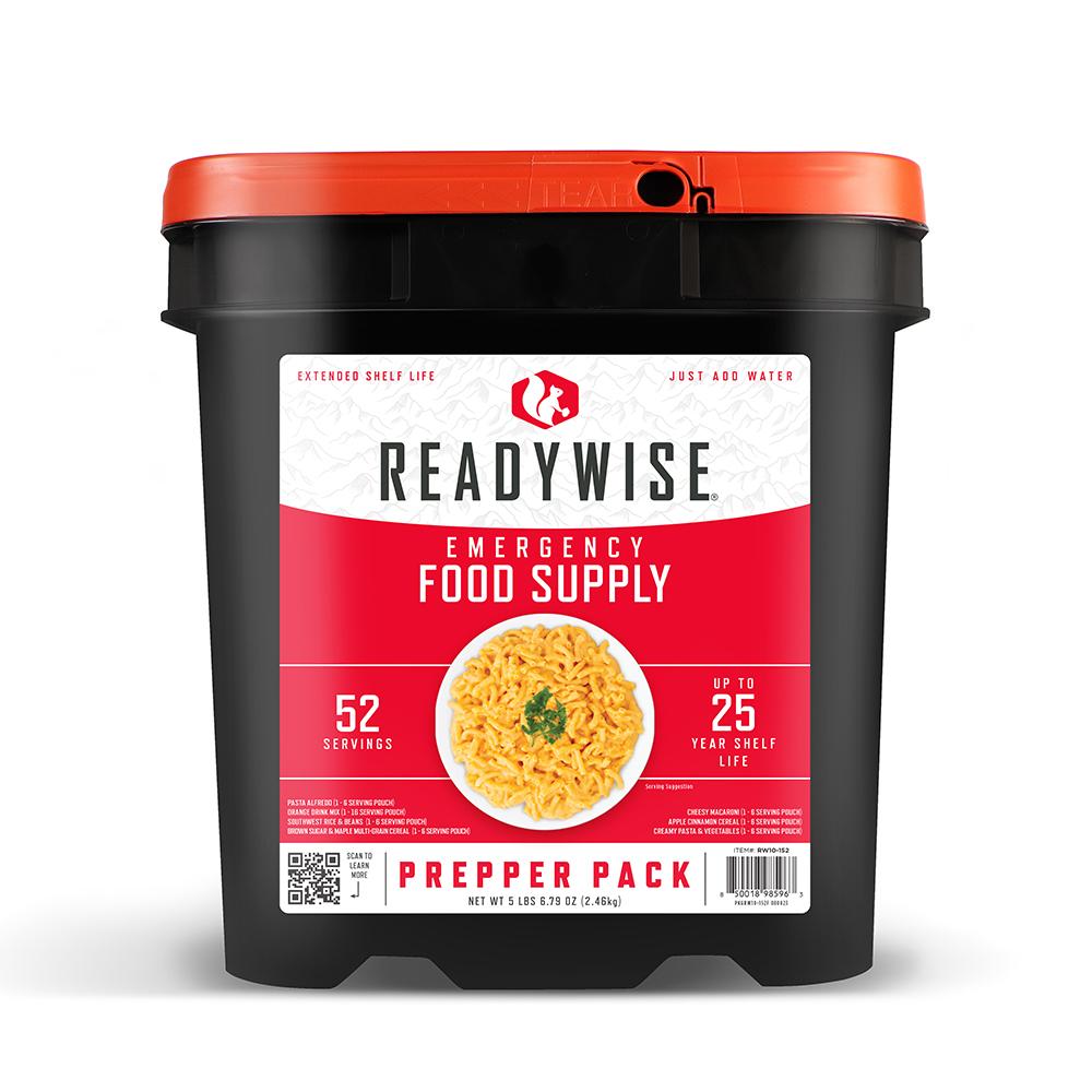 Readywise Entree Only Grab and Go Food Kit 60 Servings Picture of ReadyWise Company 30 DAY 1 PERSON 60 SERVINGS ENTREES GRAB N GO BUCKET