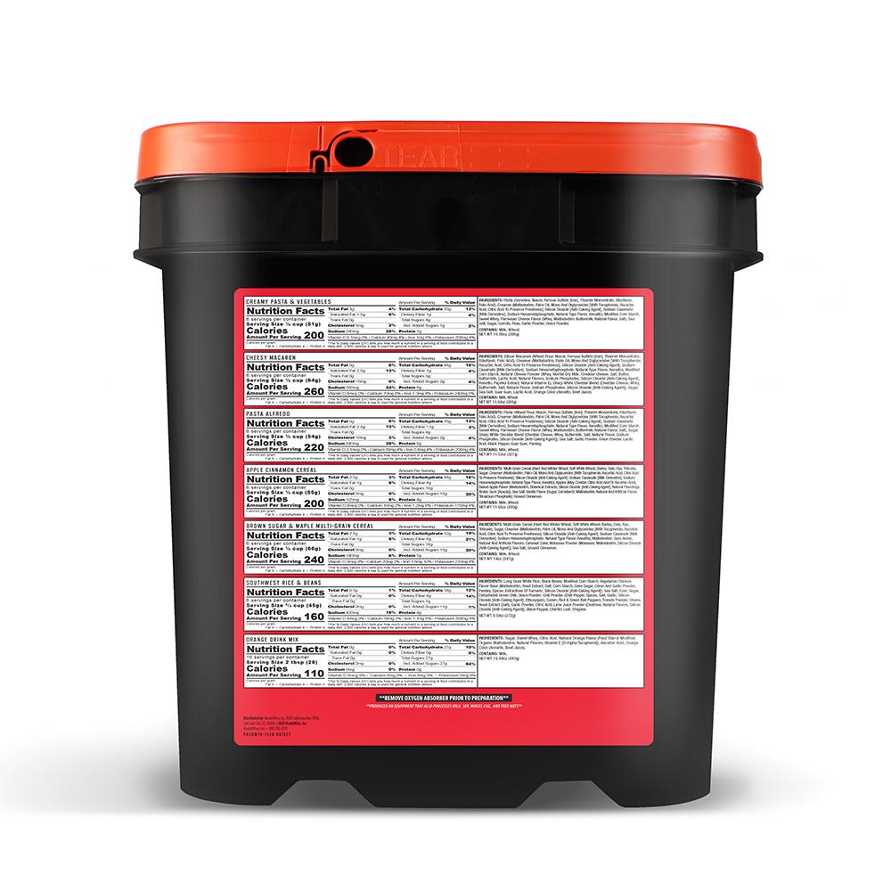 Readywise Entree Only Grab and Go Food Kit 60 Servings Picture of ReadyWise Company 30 DAY 1 PERSON 60 SERVINGS ENTREES GRAB N GO BUCKET