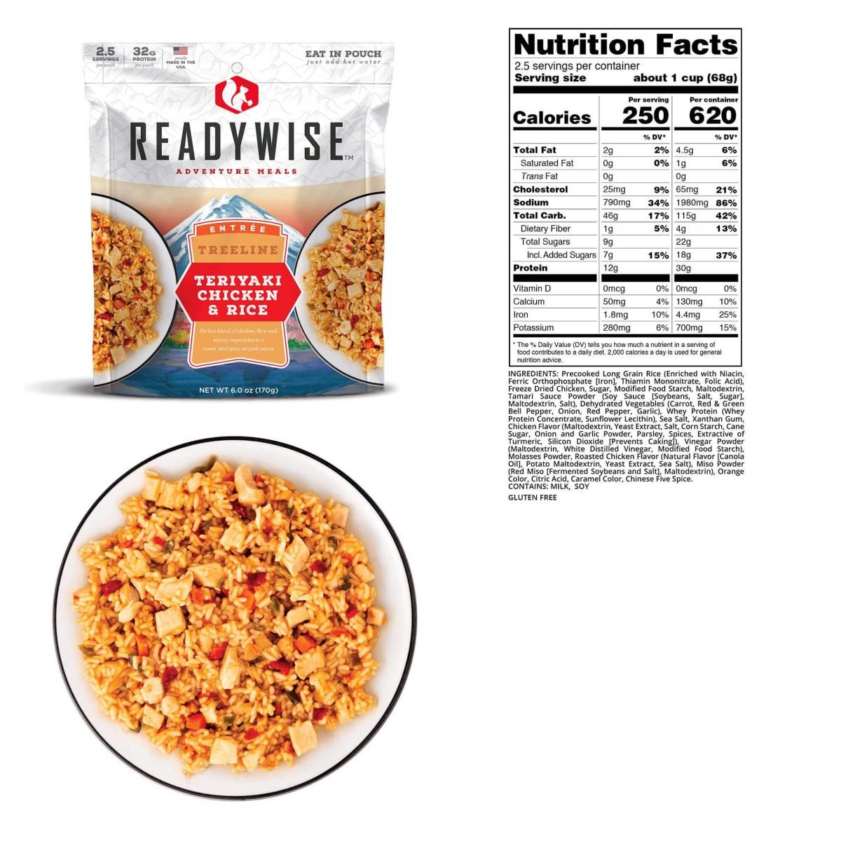 Readywise Treeline Teriyaki Chicken & Rice - 6 oz Picture of ReadyWise Company Readywise Treelline Teriyaki Chicken & Rice