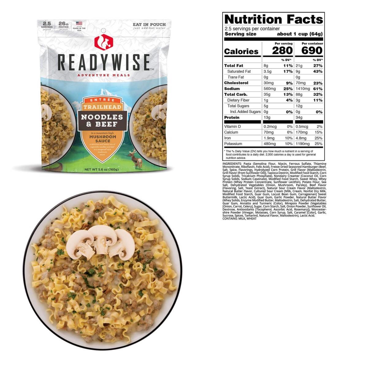 Readywise Trailhead Noodles & Beef - 5.6 oz Picture of ReadyWise Company Readywise Trailhead Noodles & Beef