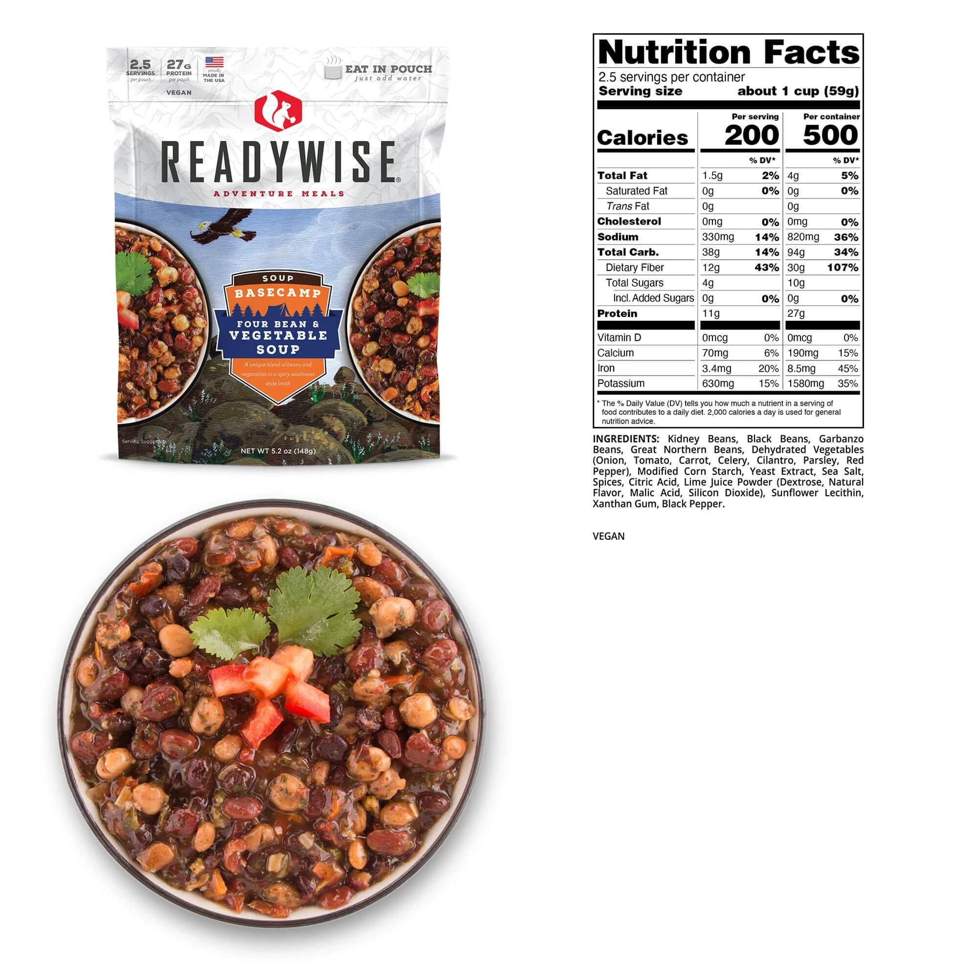 Readywise Basecamp Four Bean & Vegetable Soup- 5.2oz Picture of ReadyWise Company Readywise Basecamp Four Bean & Vegetable Soup
