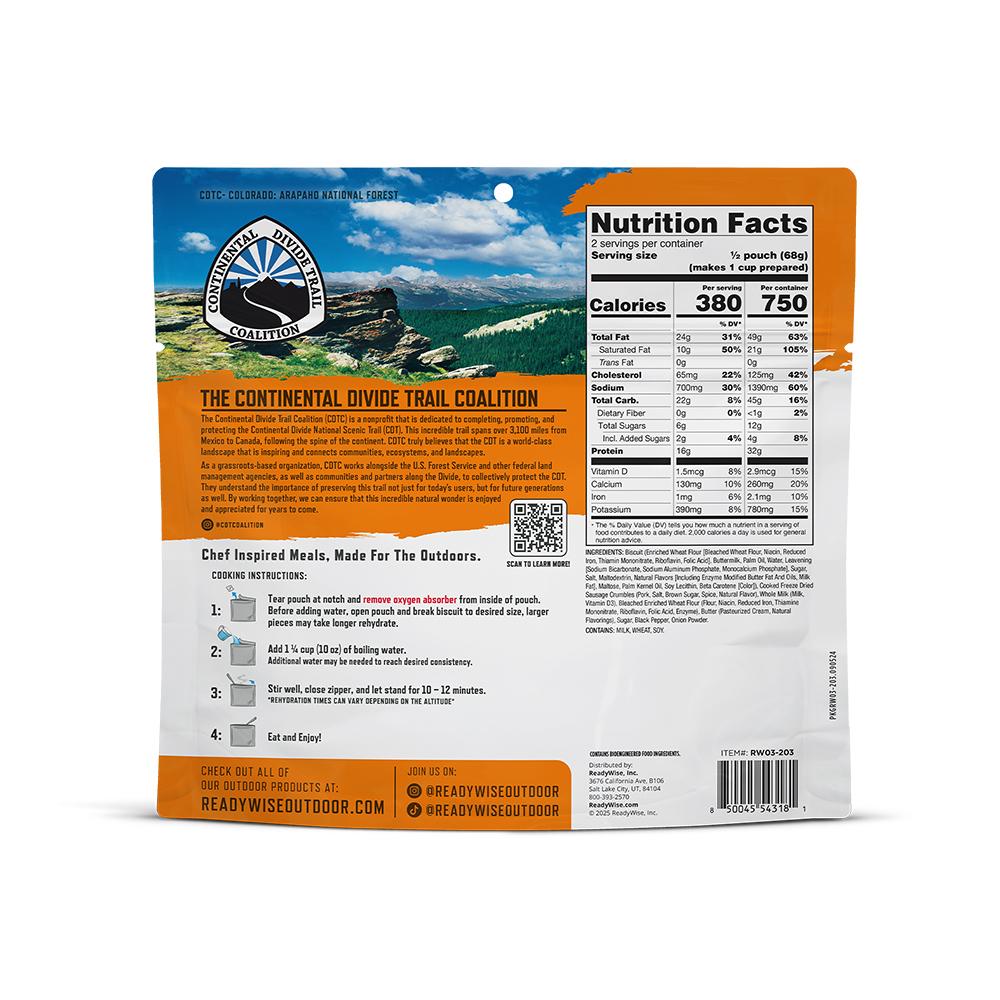 Readywise Pro Meal Biscuits & Gravy Single Pack Picture of ReadyWise Company ReadyWise PRO Meal - Biscuits & Gravy Single Serve