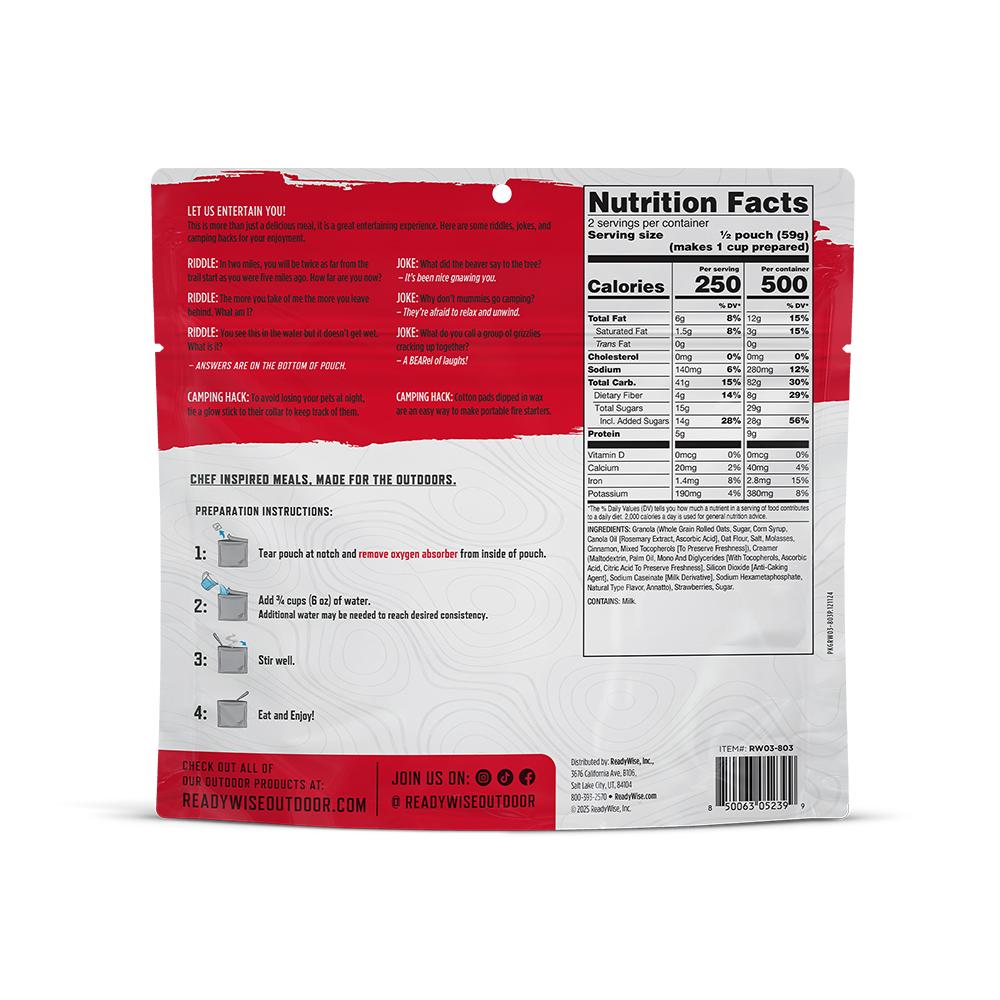 Readywise Strawberry Granola Crunch Single Pack Picture of ReadyWise Company ReadyWise CP Strawberry Granola Crunch Single Serve