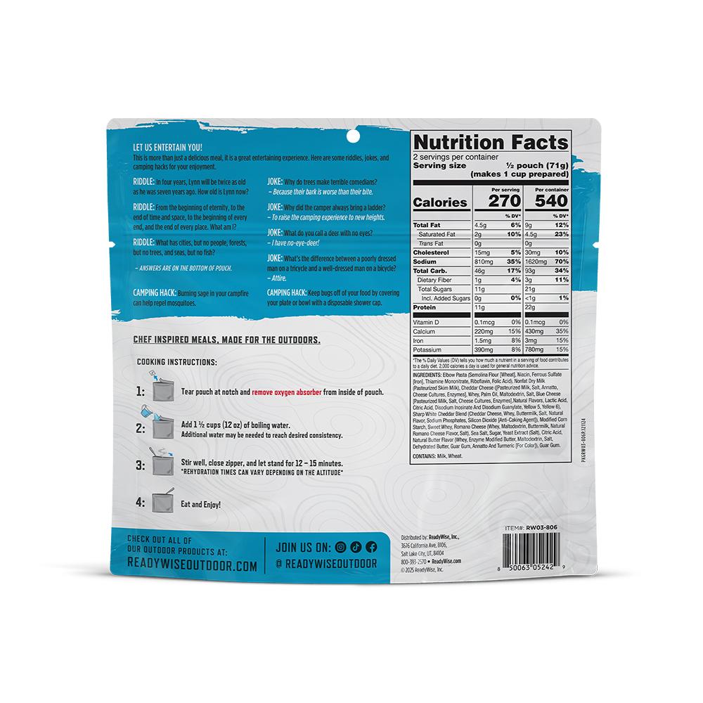 Readywise Mac & Cheese Single Pack Picture of ReadyWise Company ReadyWise CP Mac & Cheese Single Serve