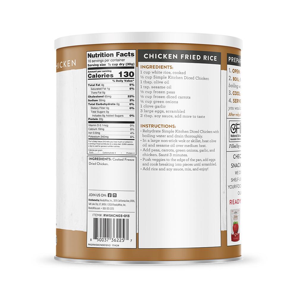 Readywise Simple Kitchen Freeze Dried Diced Chicken 16 Serving Picture of ReadyWise Company ReadyWise Simple Kitchen FD Diced Chicken - 16 Serving Can