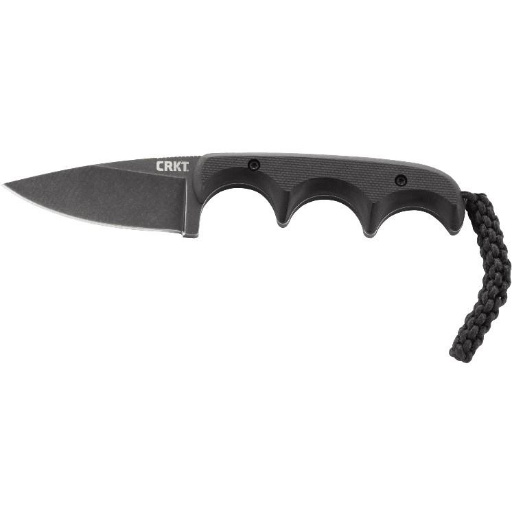 CRKT Minimalist Black Fixed Knife 2-1/8" Drop Point Blade Black Picture of Columbia River Knife & Tool CRKT Minimalist Black Drop Point Knife (2.16" Stonewash)