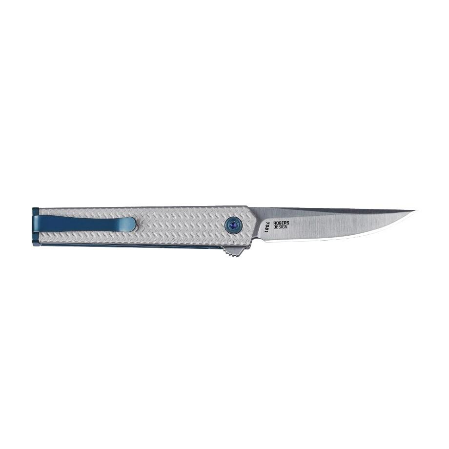 CRKT CEO Microflipper Folding Knife 2-3/8" Drop Point Blade Silver and Blue Picture of Columbia River Knife & Tool CRKT CEO Microflipper Drop Point