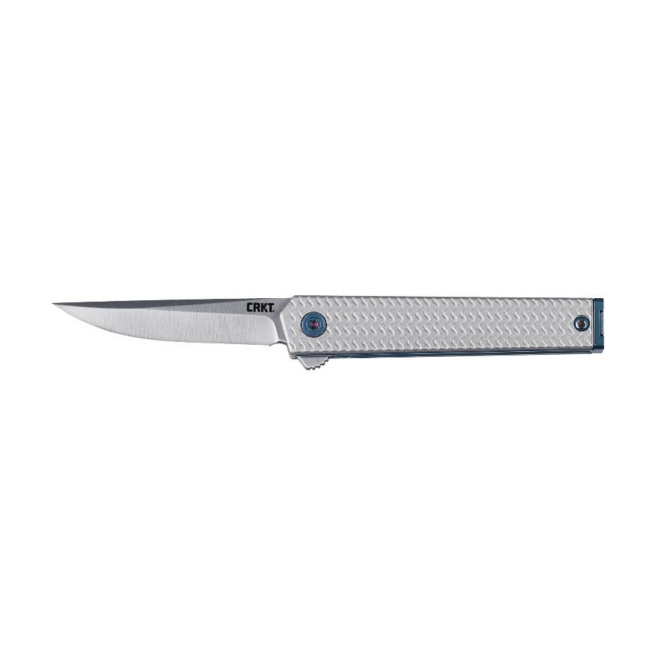 CRKT CEO Microflipper Folding Knife 2-3/8" Drop Point Blade Silver and Blue Picture of Columbia River Knife & Tool CRKT CEO Microflipper Drop Point