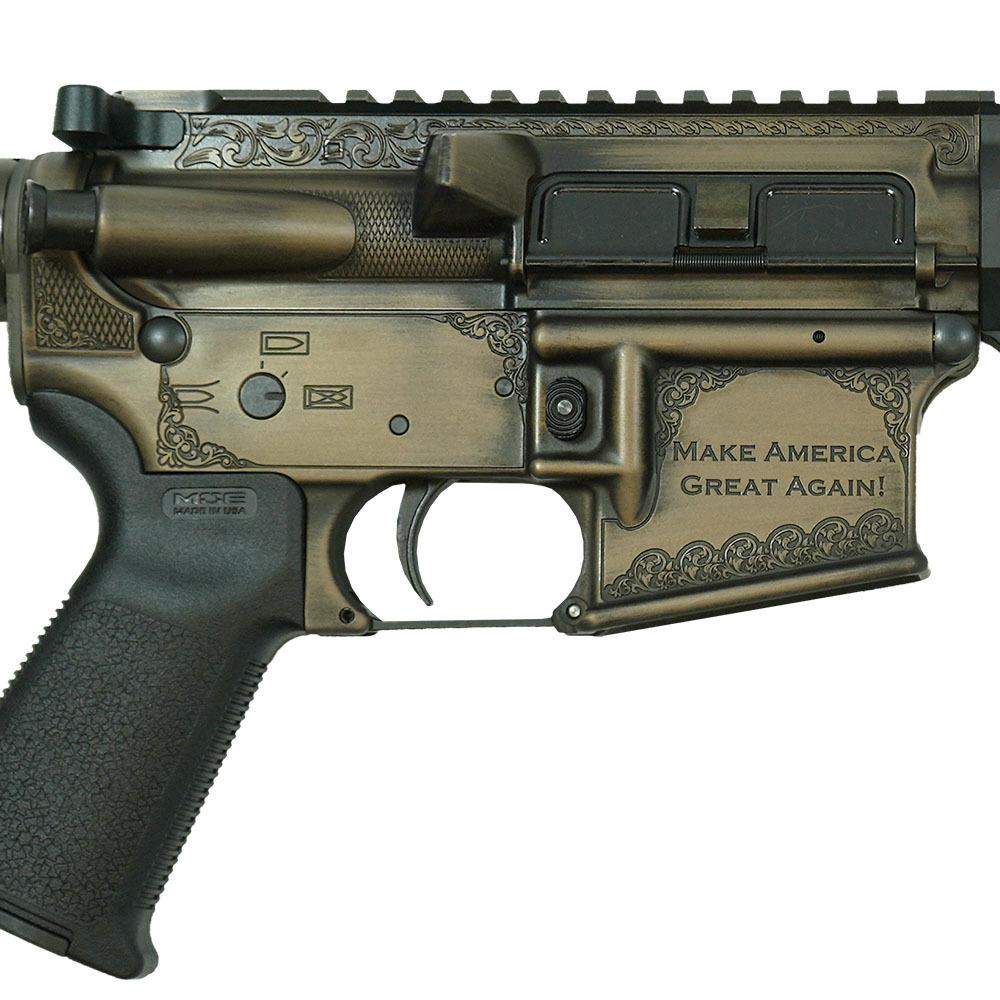 Shark Coast Tactical "Trump" AR-15 Rifle 5.56mm 30rd Magazine 16" Barrel 15" MLOK Handguard Magpul Grip Picture of Shark Coast Tactical Trump AR-15 Exclusive Rifle 5.56 16" barrel Magpul stock/grip 30 Rd Mag