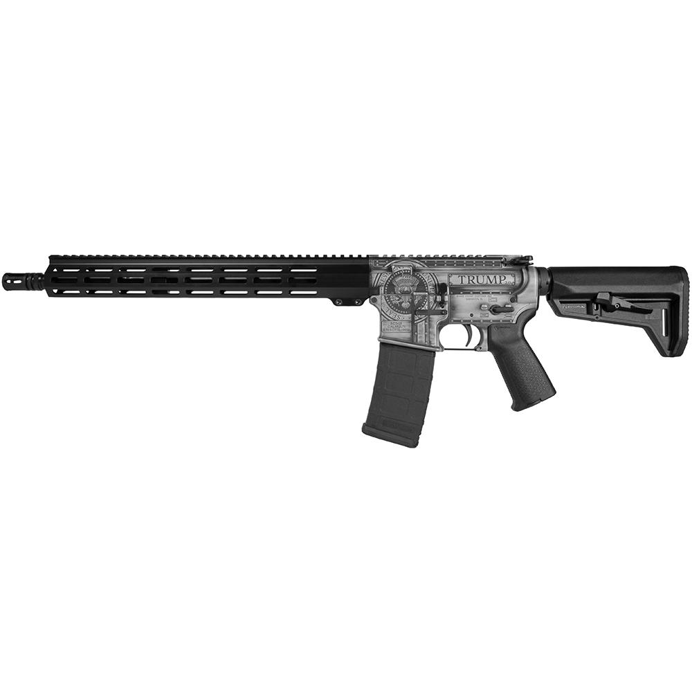Shark Coast Trump 2.0 AR-15 Rifle 5.56 30rd Magazine 16" Barrel Distressed Silver Black Picture of Shark Coast Tactical Trump 2.0 AR