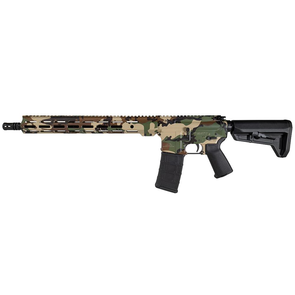 Shark Coast Tactical "M81 Woodland" Rifle 5.56mm 30rd Magazine 16" Barrel 15" MLOK Handguard Picture of Shark Coast Tactical Shark Coast M81 Woodland AR Rifle