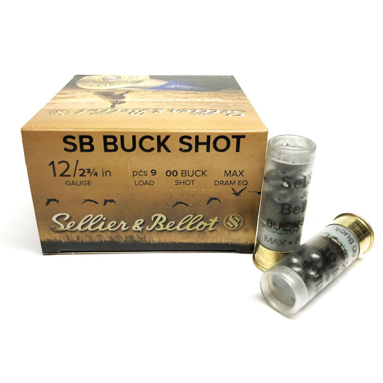 Sellier & Bellot Shotshells 12 ga 2-3/4" 12 plts #00 1200 fps 25/ct Picture of Mag-Tech/Sellier- Bellot 12 GA BUCKSHOT #00 2 3/4" 1 1/4oz 12-pellet 25 RD
