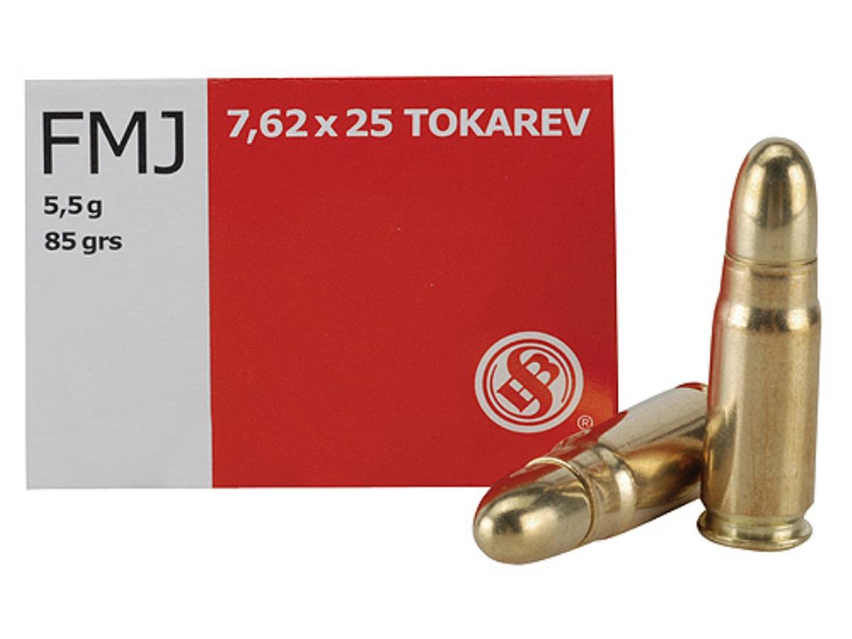 Sellier & Bellot Pistol & Revolver Ammo 7.62x25mm Tokarev 85 gr FMJ  50/box