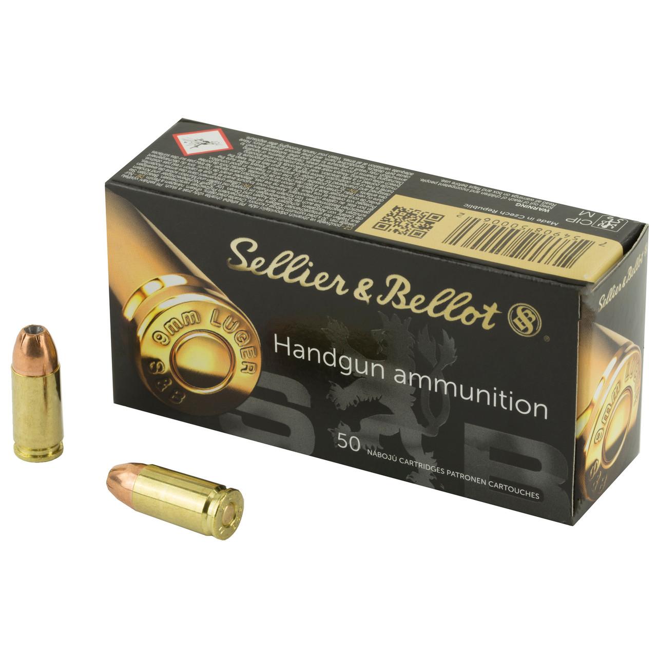 Sellier & Bellot Pistol & Revolver Ammo 9mm Luger 115 gr JHP  50/box