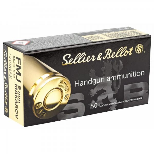 Sellier & Bellot Pistol & Revolver Ammo 9mm Makarov 95 gr FMJ  50/box