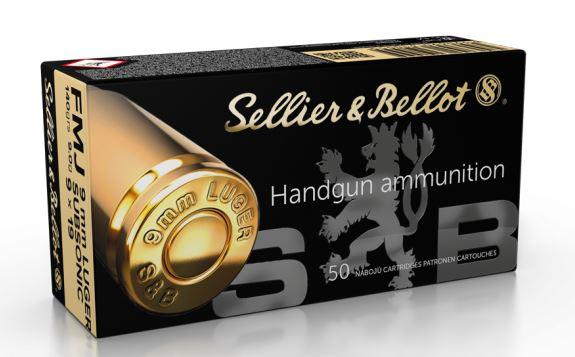 Seller & Bellot Subsonic Pistol Ammunition 9mm Luger  140 gr FMJ 1001 fps 50/ct