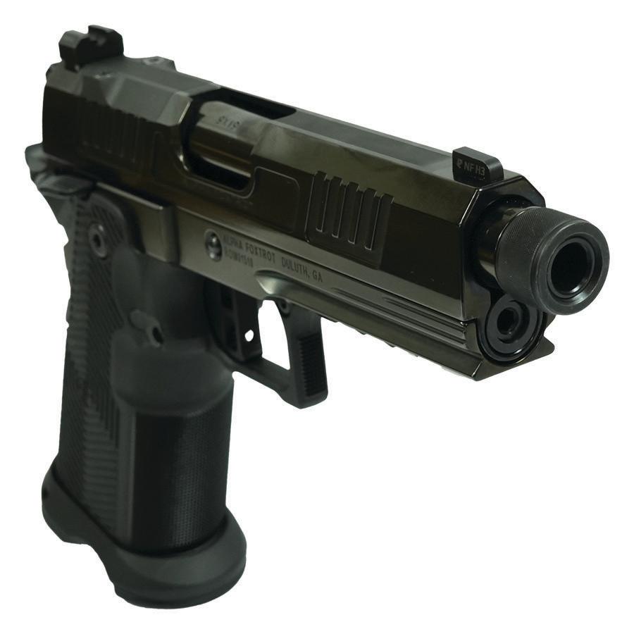 Alpha Foxtrot AF1911 Romulus Handgun 9mm Luger 17rd & 20rd Magazine 4.25" Threaded Barrel Black RMSc Cut Polished DLC Picture of Alpha Foxtrot AF1911-ROMULUS 9MM 4.25in Polished RMSc Cut Threaded Barrel