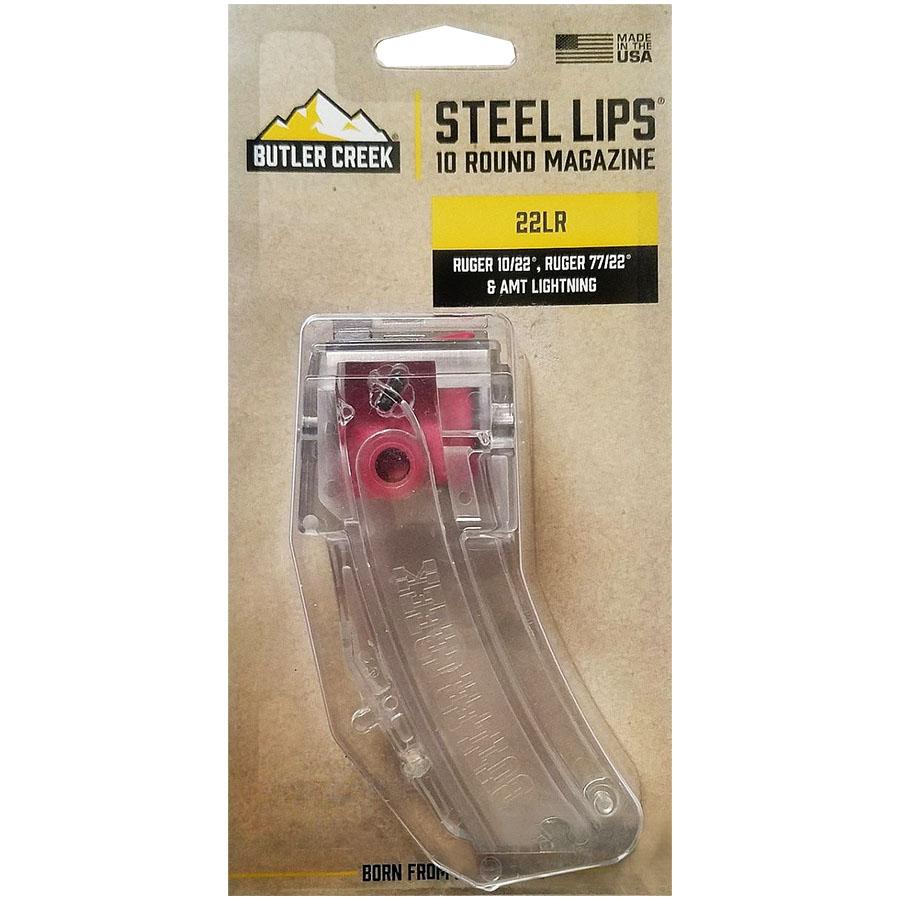 Butler Creek Steel Lips Banana Rifle Magazine Clear Polymer Ruger 10/22 .22 LR 25/rd Picture of Butler Creek MO112562 STEELIPS 25RD CLR 10/22