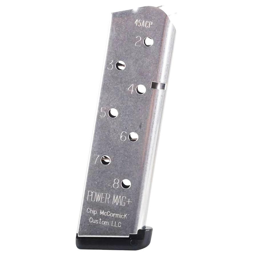Chip McCormick Power Mag Plus Colt 1911 Handgun Magazine .45 ACP Stainless Steel 8/rd Picture of Chip Mccormick Custom Llc 1911 POWER MAG PLUS .45 ACP 8 RD STS