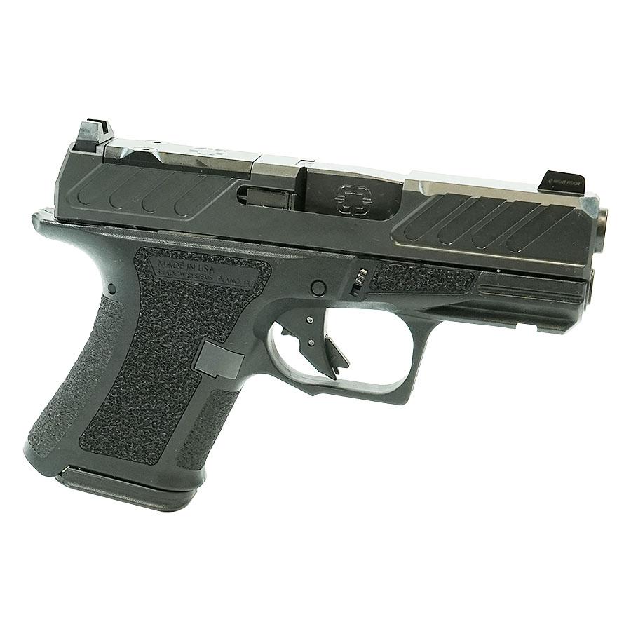 Shadow Systems CR920 Foundation Handgun 9mm Luger 10rd (1) & 13rd (2) Magazines 3.41" Barrel Black with Night Sights Picture of Shadow Systems dba Shadow Gunworks CR920 Foundation Black 9mm Grn Trit 1D 13rd mag