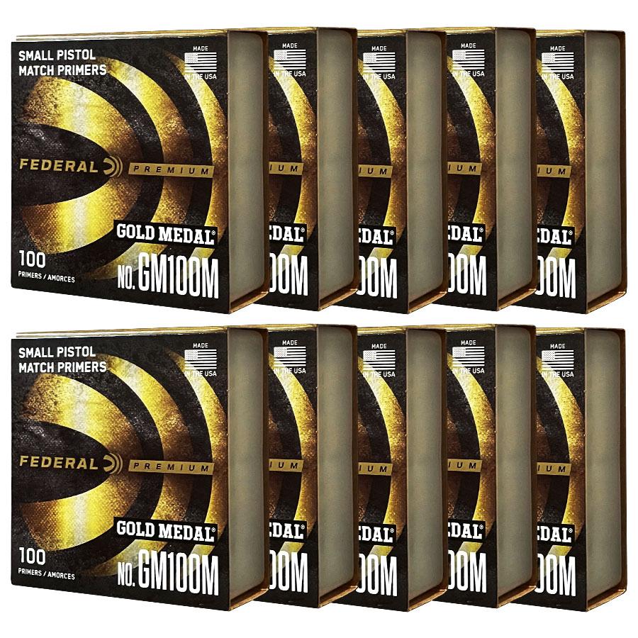 Federal Gold Medal Small Pistol Primer 1000/ct Picture of Federal Cartridge Co. FEDERAL PREMIUM GOLD MEDAL MATCH CENTERFIRE GM SMALL PISTOL PRIMER 1000CT