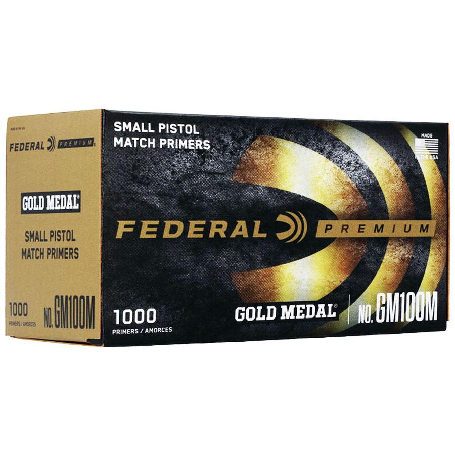 Federal Gold Medal Small Pistol Primer 1000/ct Picture of Federal Cartridge Co. FEDERAL PREMIUM GOLD MEDAL MATCH CENTERFIRE GM SMALL PISTOL PRIMER 1000CT