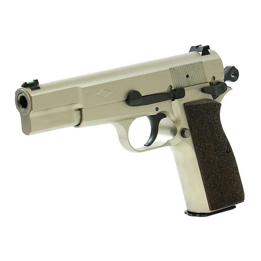 SDS Imports Inglis P-35 Handgun 9mm Luger 15rd Capacity 4.7'' Barrel G10 Grips Nickel Finish Green Fiber Front Sight Picture of SDS Arms Inglis P-35 Nickel 4.7'' Barrel G10 grips green fiber optic front sight