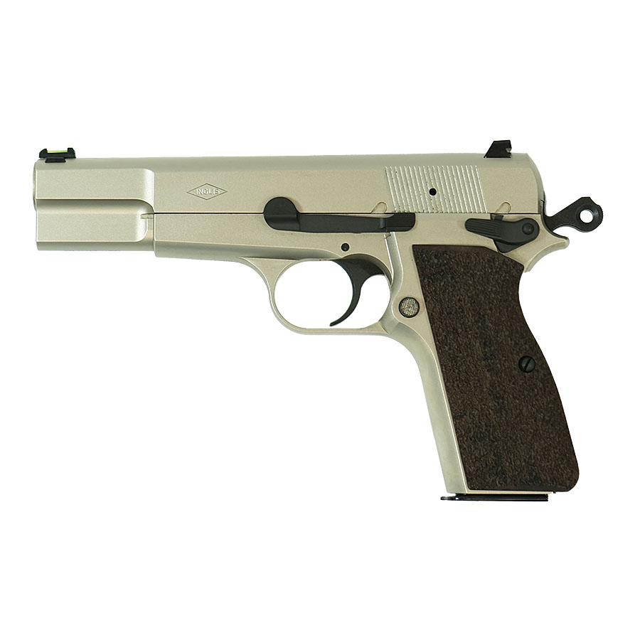 SDS Imports Inglis P-35 Handgun 9mm Luger 15rd Capacity 4.7'' Barrel G10 Grips Nickel Finish Green Fiber Front Sight Picture of SDS Arms Inglis P-35 Nickel 4.7'' Barrel G10 grips green fiber optic front sight