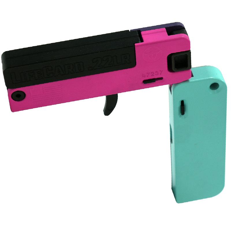 LifeCard Handgun .22 LR Single Shot 2.5" Barrel Confetti Aluminum Frame Picture of Trailblazer Firearms LifeCard .22LR CONFETTI Aluminum Frame
