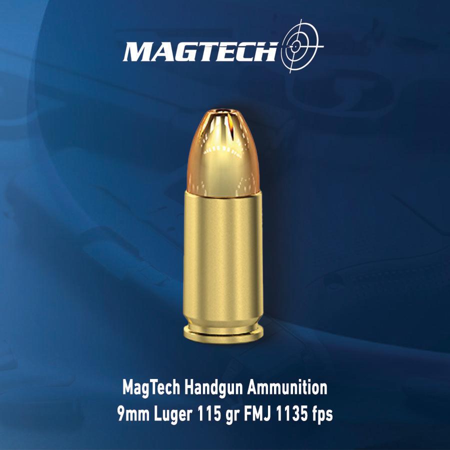 MagTech Handgun Ammunition 9mm Luger 115 gr FMJ 1135 fps 50/ct Picture of Magtech Ammunition CompanyInc MAGTECH AMMO 9MM 115GR FMJ 50RD