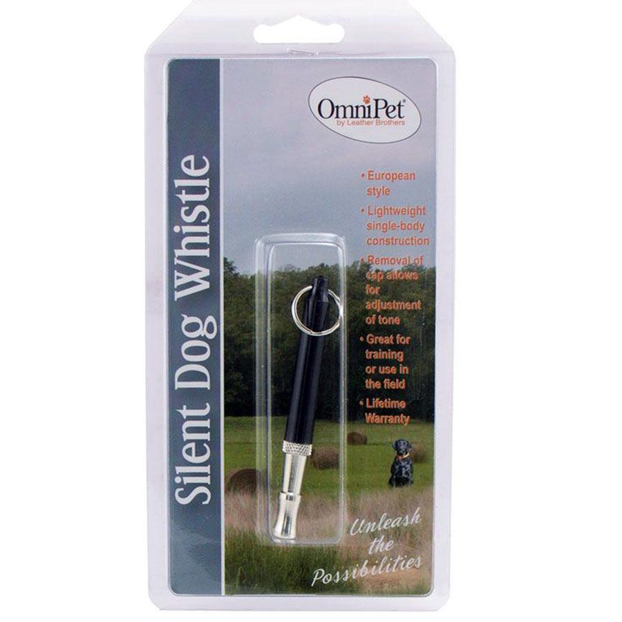 Omnipet European Silent Dog Whistle Black Picture of Leather Brothers Inc. DBA Omnipet EUROPEAN-STYLE SILENT WHISTLE