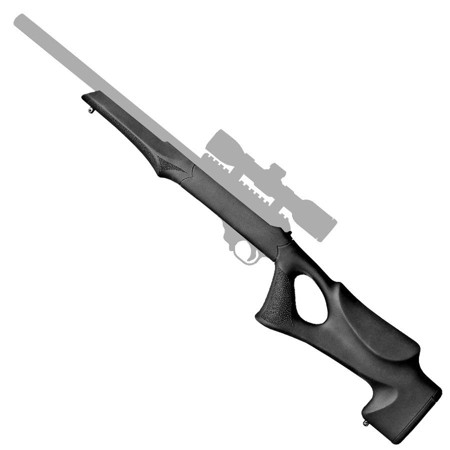 Hogue 10-22 Tactical Thumbhole Stock .920 Barrel Channel Black OverMolded Rubber Picture of Hogue Inc. HOGUE RUGER 10/22 STOCK OVERMOLD TACTICAL THUMBHOLE TARGET BARREL