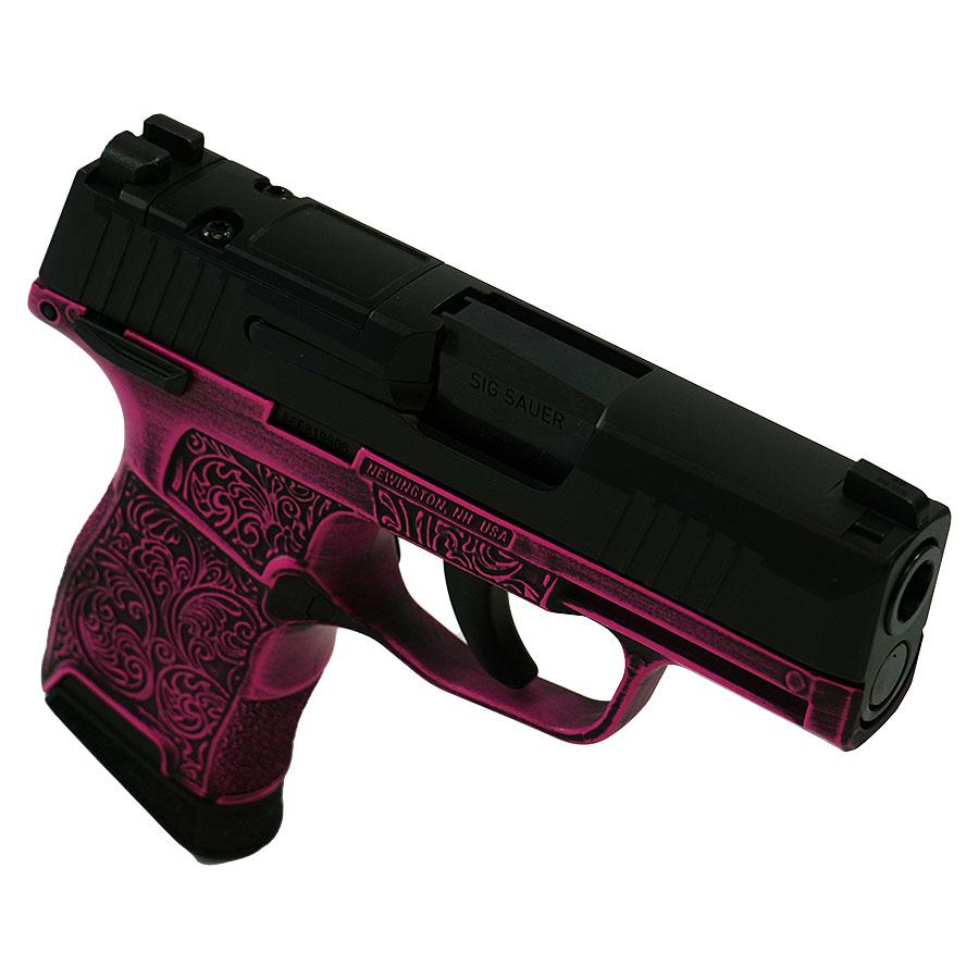 Sig Sauer P365 Exclusive "Pink Filigree" Handgun 9mm Luger 10rd Magazine(2) 3.1" Barrel Manual Safety X-RAY 3 Sights Optic Ready Picture of Sig Sauer P365 9MM 3.1IN STRIKER X-RAY 3 10RD OPTIC READY MANUAL SAFETY FILIGR