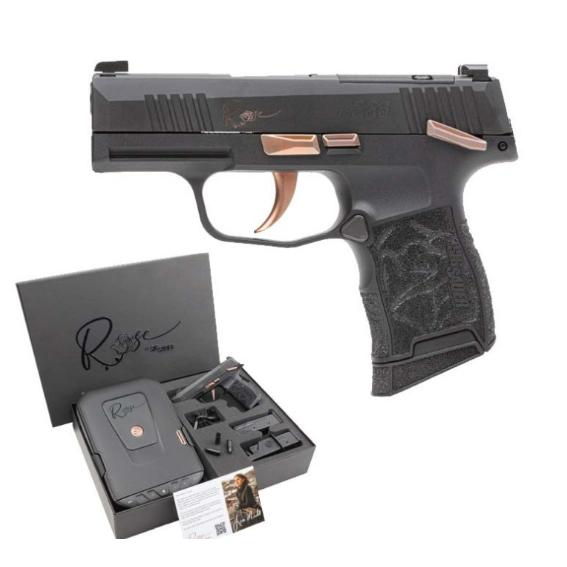 Sig Sauer P365-380 Rose Handgun .380 Auto 10rd Magazines (2) 3.1" Barrel Black with Rose Kit(Vaultek Safe) Picture of Sig Sauer SIG P365 ROSE 380 Auto Kit includes (2) 10rd Mag and Vaultek Pistol Safe