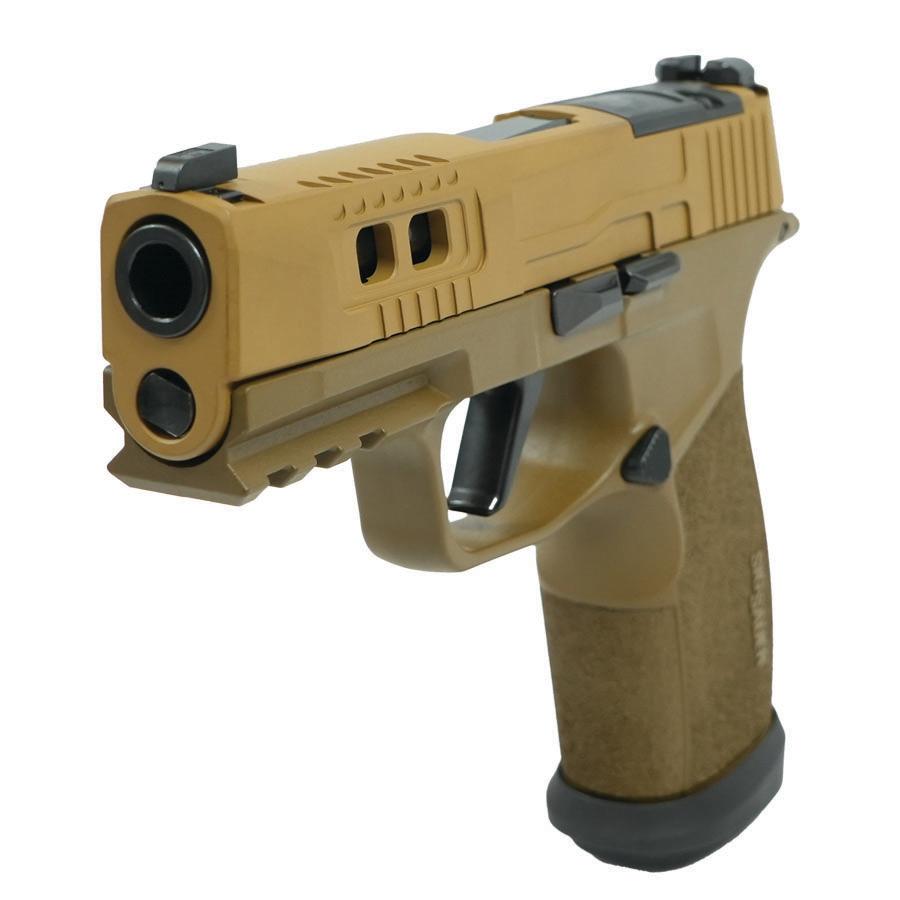 Sig Sauer P365 Two-Tone Brown XMACRO TACOPS Handgun 9mm Luger 17rd Magazines(4) 3.7" Barrel Picture of Sig Sauer SIG P365 XMACRO TACOPS 9MM 3.7" Brl - (4) 17rd Steel Mags-2 Tone Brown