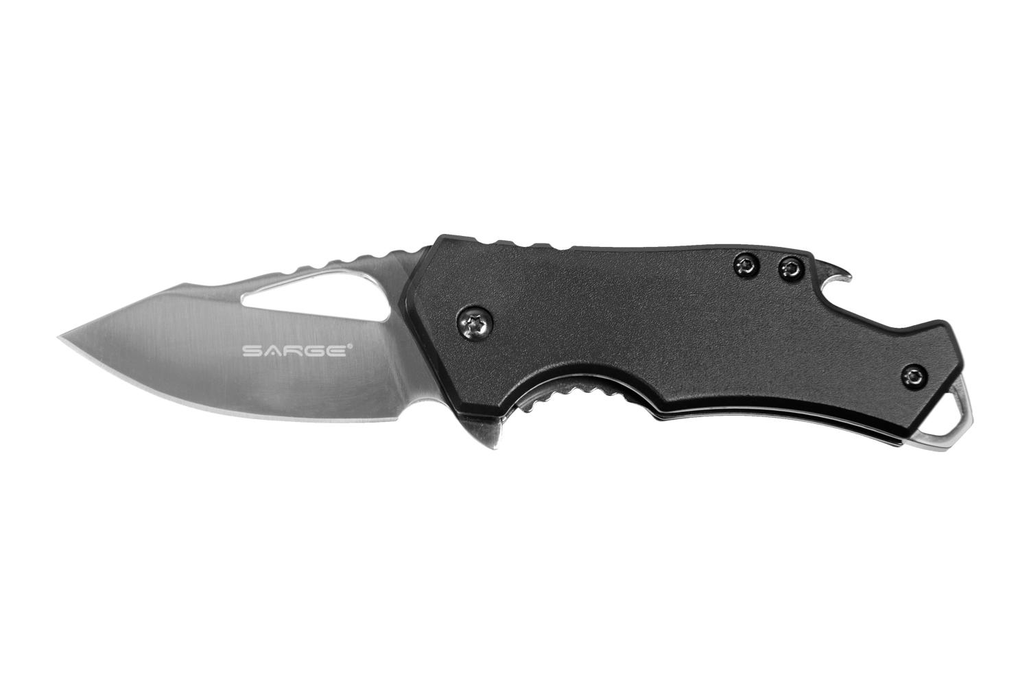 Sarge Knives Black Fuse Folding Knife 2 3/8" Blade Black with Bottle Opener Picture of Sarge Knives SARGE BLACK FUSE-KNIFE & BOTTLE OPENER 2.375" BLADE