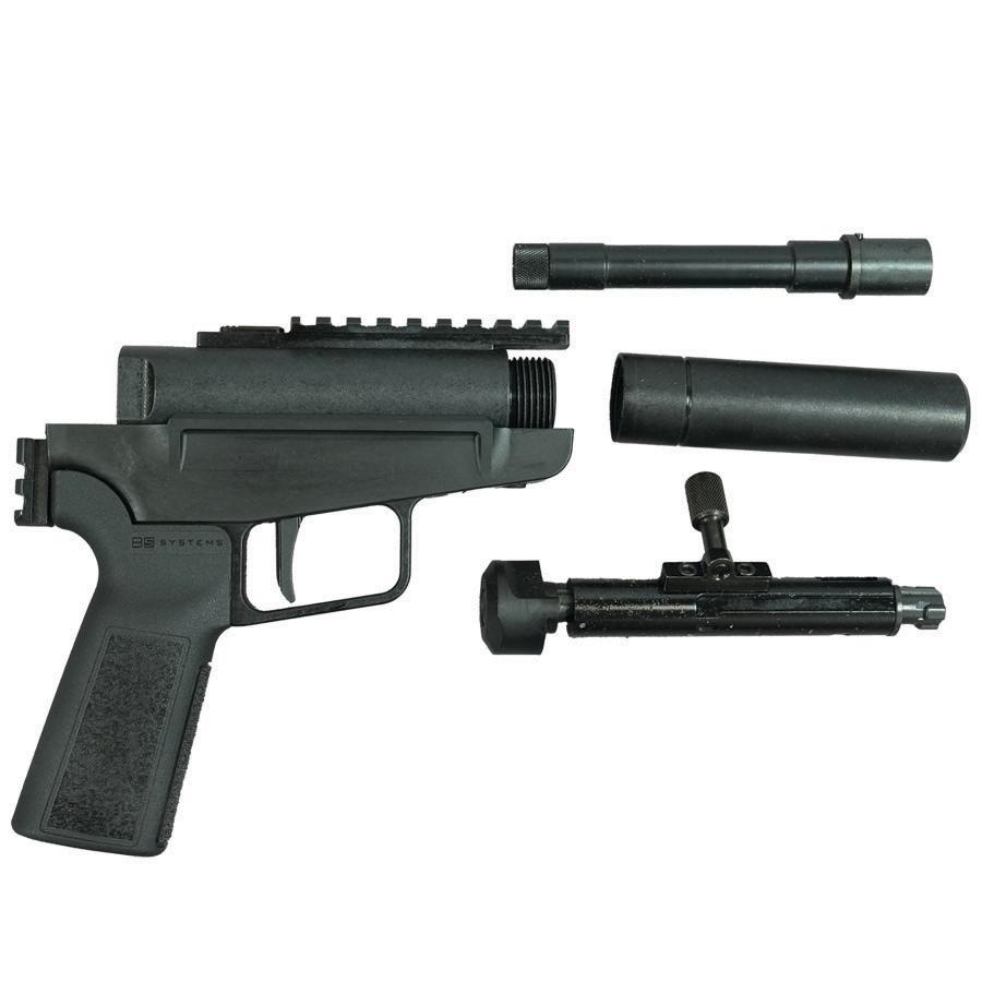 Dark Mountain Stowaway Handgun 9mm Luger Single Shot 5" 1/2x28 Threaded Barrel Black with Brace Adapter Picture of Dark Mountain Arms LLC STOWAWAY 9mm single shot pistol-5" threaded barrel with brace adapter