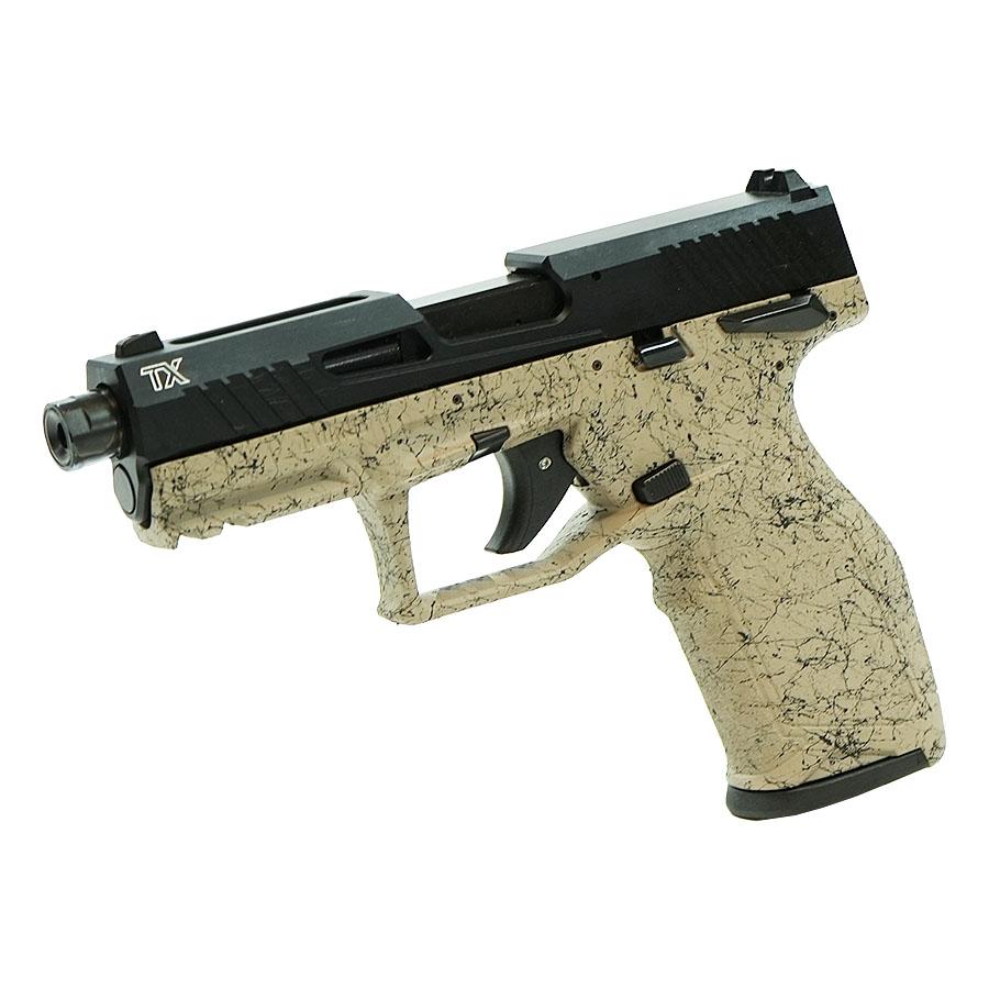 Taurus TX22 Handgun .22 LR 16&22rd Magazines 4.6" Barrel FDE Splatter on Black Slide/Black Frame Picture of Taurus International Inc. TAURUS 2TX 22 22LR 4'' FDE SPLAT BK/BK 1x16 1x22