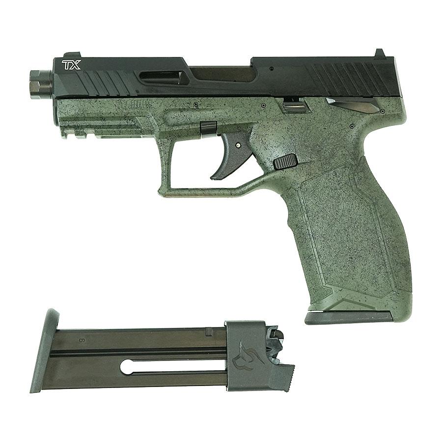 Taurus TX22 Gen 2 Handgun .22 LR 10rd Magazines (2) 4.16" Barrel OD Green Splatter Grip/Black Grip Picture of Taurus International Inc. TAURUS 2TX 22 22LR 4'' ODG SPLAT BK/BK 2x10