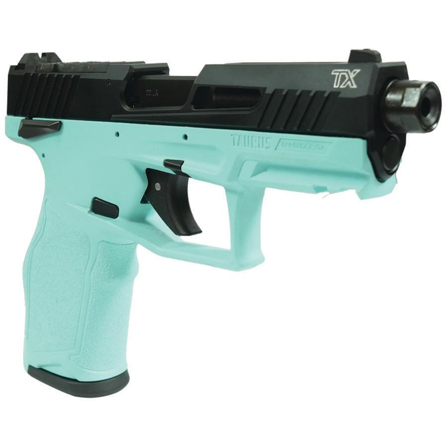 Taurus 2TX22 Handgun .22 LR 16(1)&22(1)rd Magazines 4.6" Threaded Barrel Black Slide/Cyan Frame Picture of Taurus International Inc. TAURUS 2TX 22 22LR 4.6'' CYAN/BK 1x16 1x22RDS
