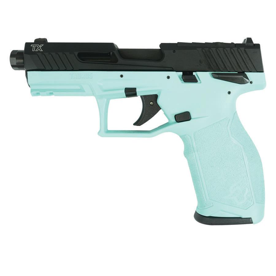 Taurus 2TX22 Handgun .22 LR 10rd Magazines(2) 4.6" Threaded Barrel Black Slide/Cyan Frame Picture of Taurus International Inc. TAURUS 2TX 22 22LR 4.6'' CYAN/BK 2x10RDS