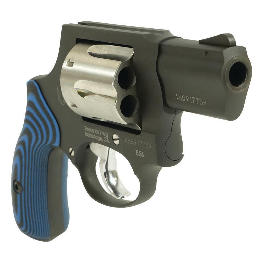 Taurus 856 Handgun .38 Spl 6rd Capacity 2" Barrel Matte Black Frame Stainless Cylinder VZ Blue Grip Picture of Taurus International Inc. TAURUS 856 38SPL BK/SS CH 2'' 6RDS VZ BLUE S.G