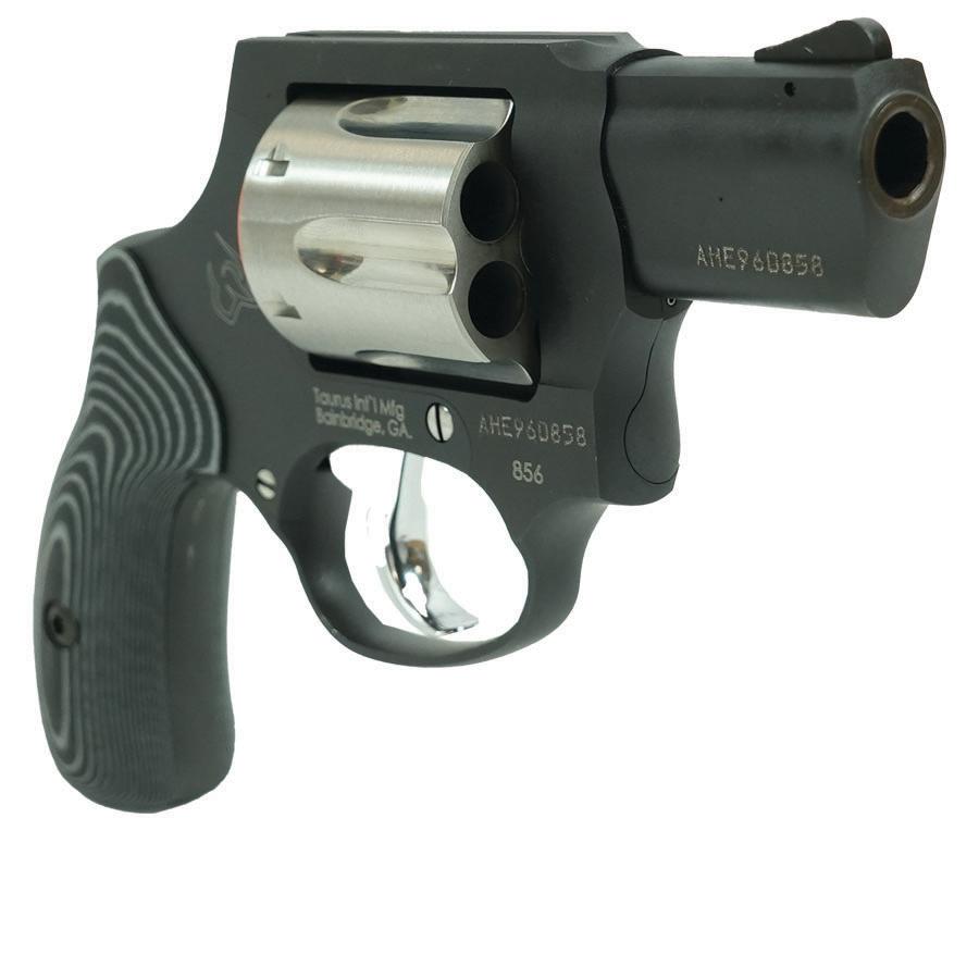 Taurus 856 Concealed Hammer Handgun .38 Spl 6rd Capacity 2" Barrel Matte Black Finish/Stainless Cylinder Grey VZ Grips Picture of Taurus International Inc. TAURUS 856 38SPL BK/SS CH 2'' 6RDS VZ GREY S.G