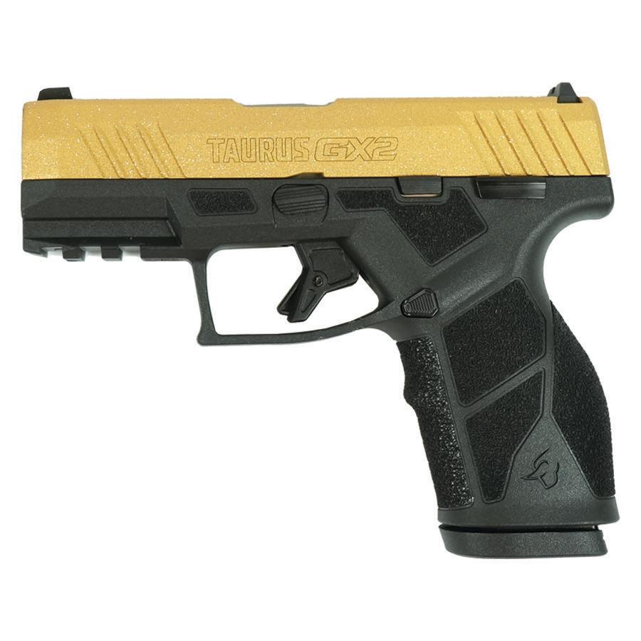 Taurus GX2 "Gold Glitter" Handgun 9mm Luger 13rd Magazines (2) 3.38" Barrel Black Frame/Custom Slide Picture of Taurus International Inc. TAURUS GX2 9MM 3.38'' 2x13 RDS Gold Glitter