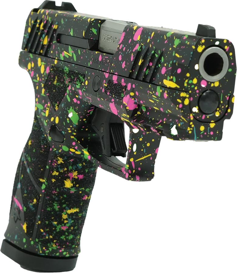 Taurus GX2 "Multi-Color Paint Splatter" Handgun 9mm Luger 13rd Magazines (2) 3.38" Barrel Custom Frame/Slide Picture of Taurus International Inc. TAURUS GX2 9MM 3.38'' 2x13 RDS Frame & Slide Multi-Color Paint Splatter